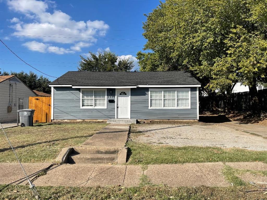 front view of a house with a patio