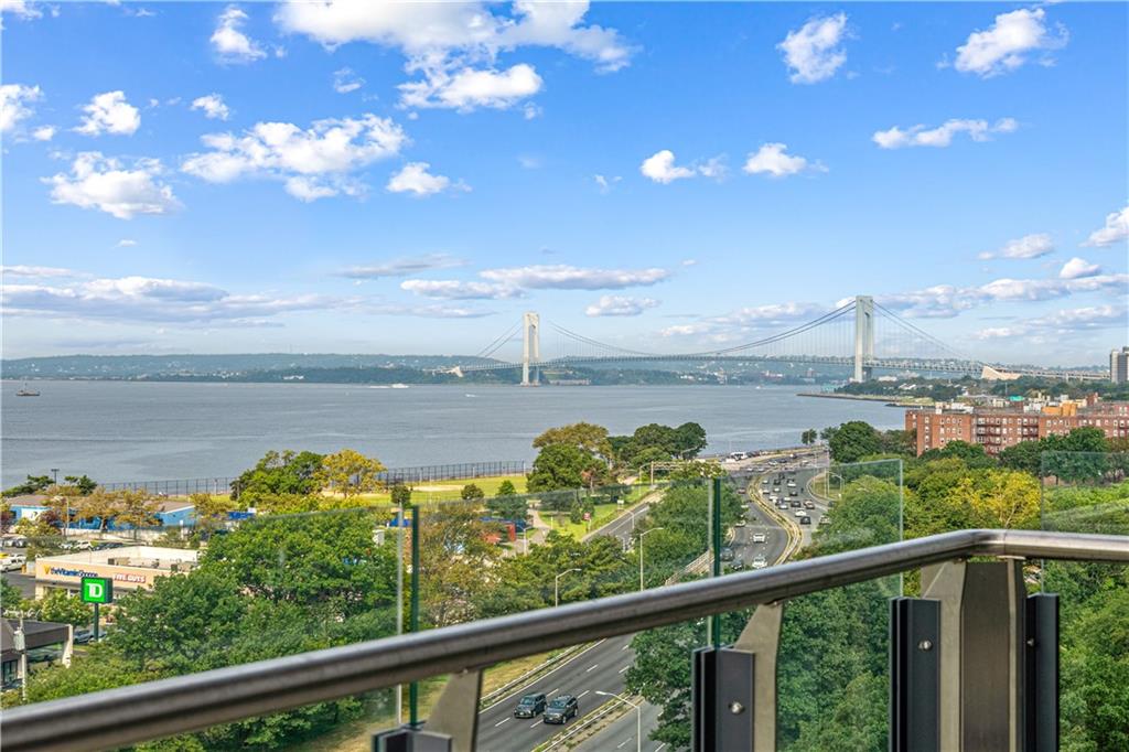 a view of a balcony with lake view