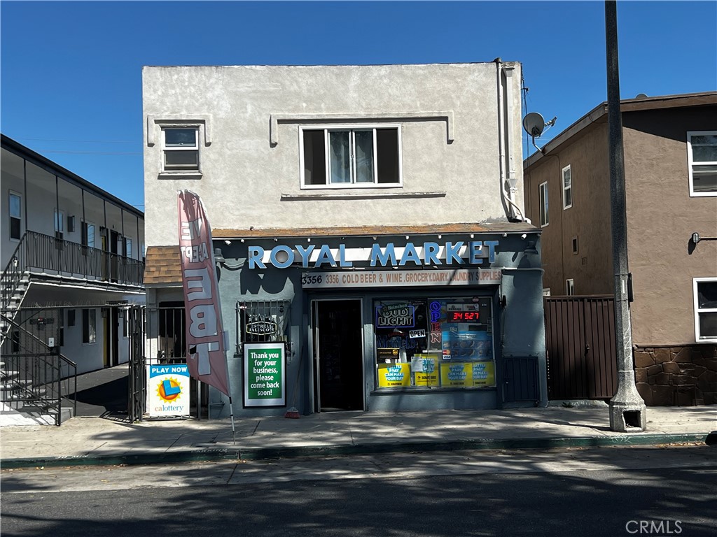 a front view of a building with street