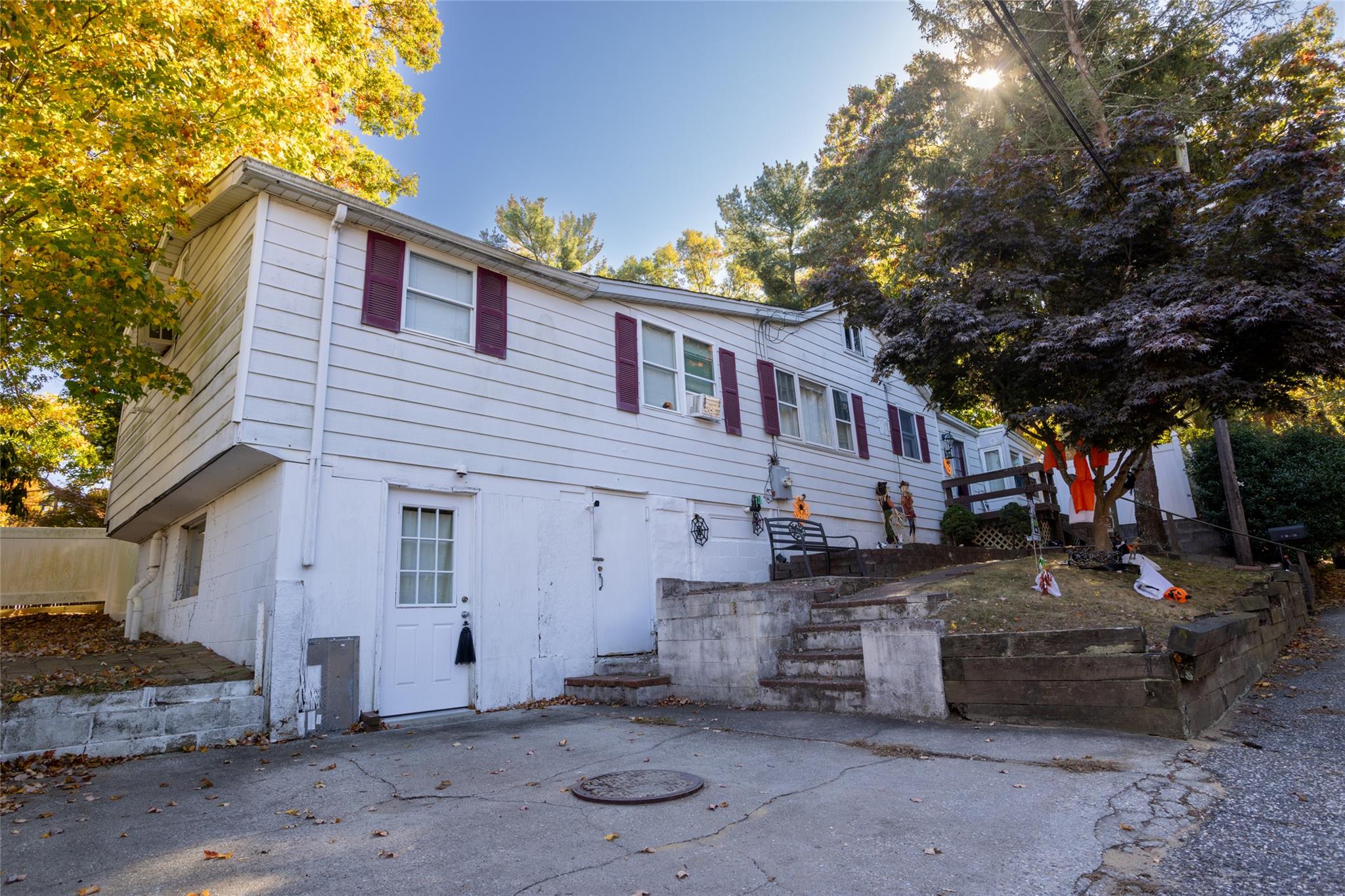 View of front of property with a patio