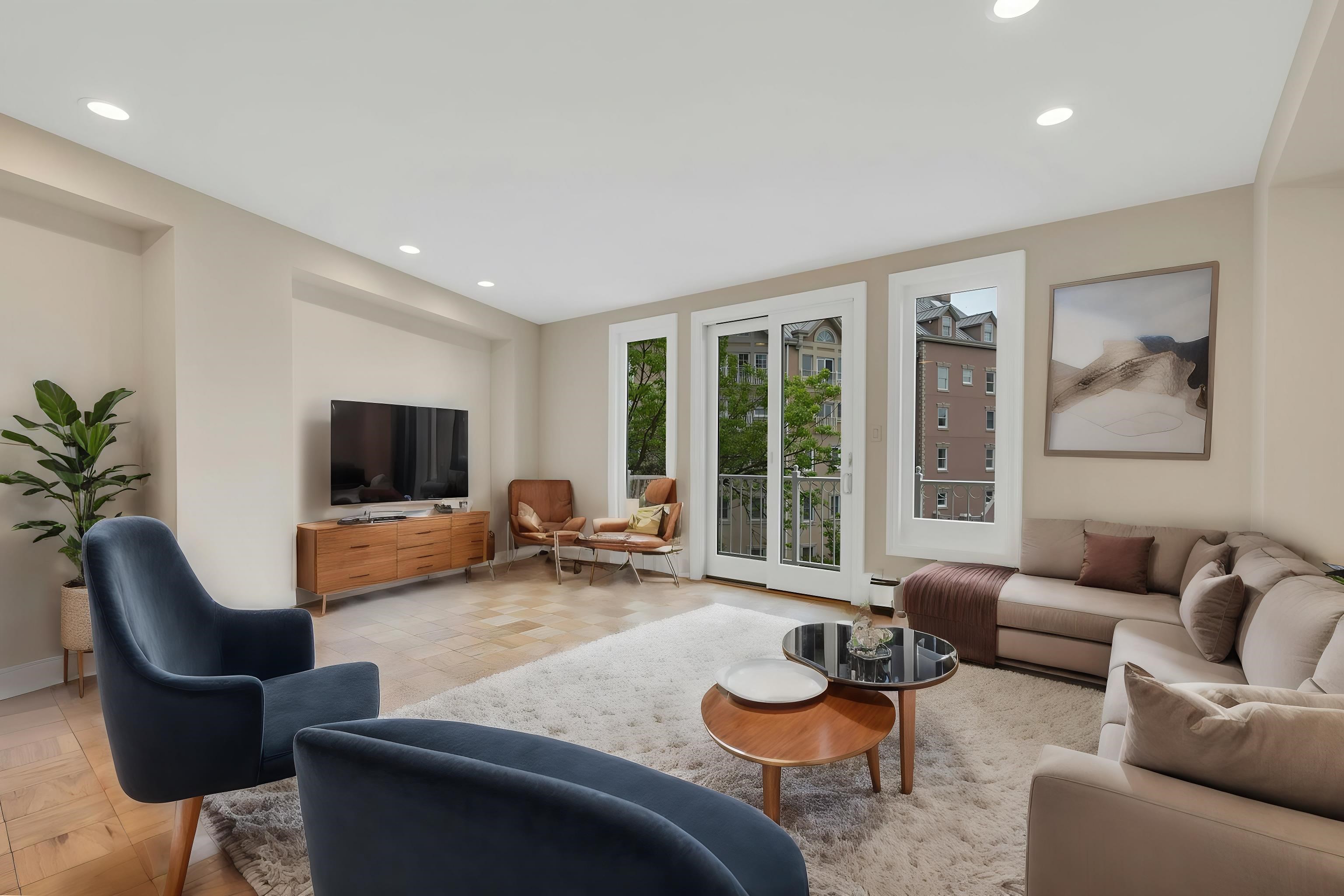 a living room with furniture and a flat screen tv