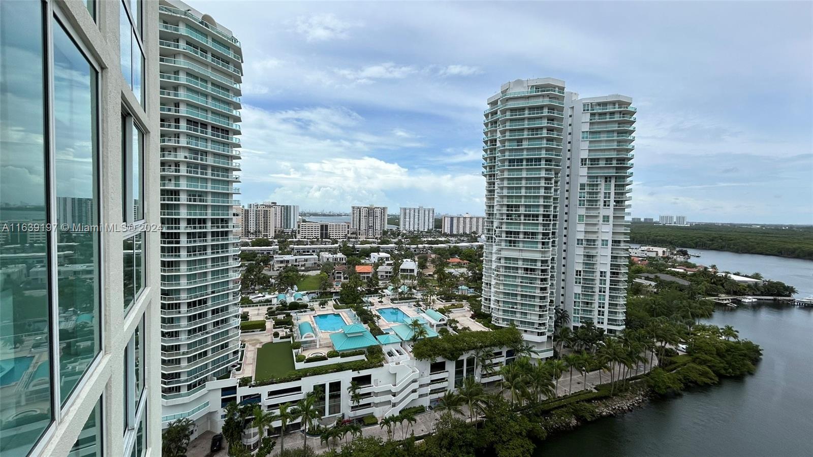 a city view with tall buildings