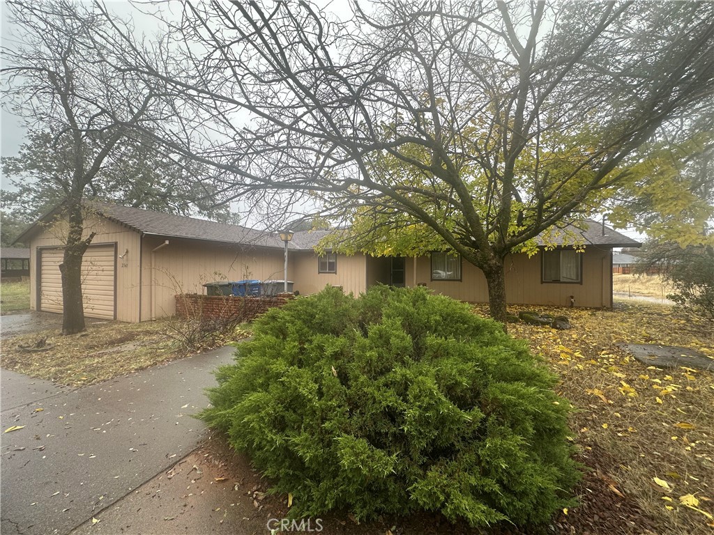 a front view of a house with a yard and trees