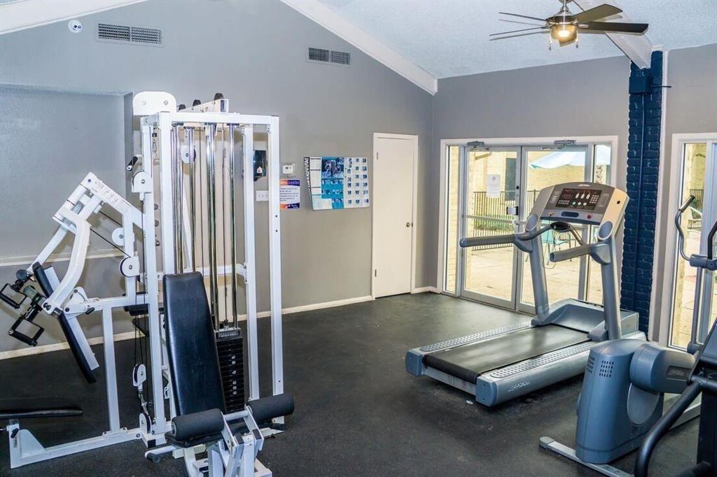 a view of a room with gym equipment