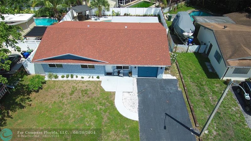 an aerial view of a house