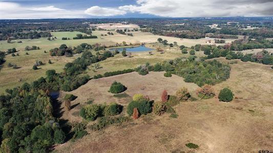 an aerial view of a houses with a yard