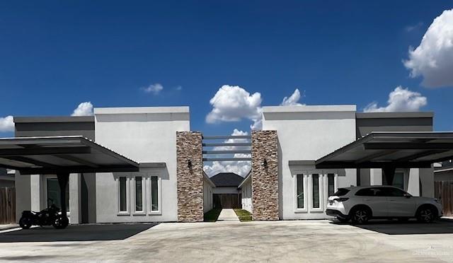 a building with a sink and a fireplace