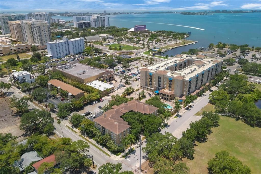 an aerial view of a house with a lake view