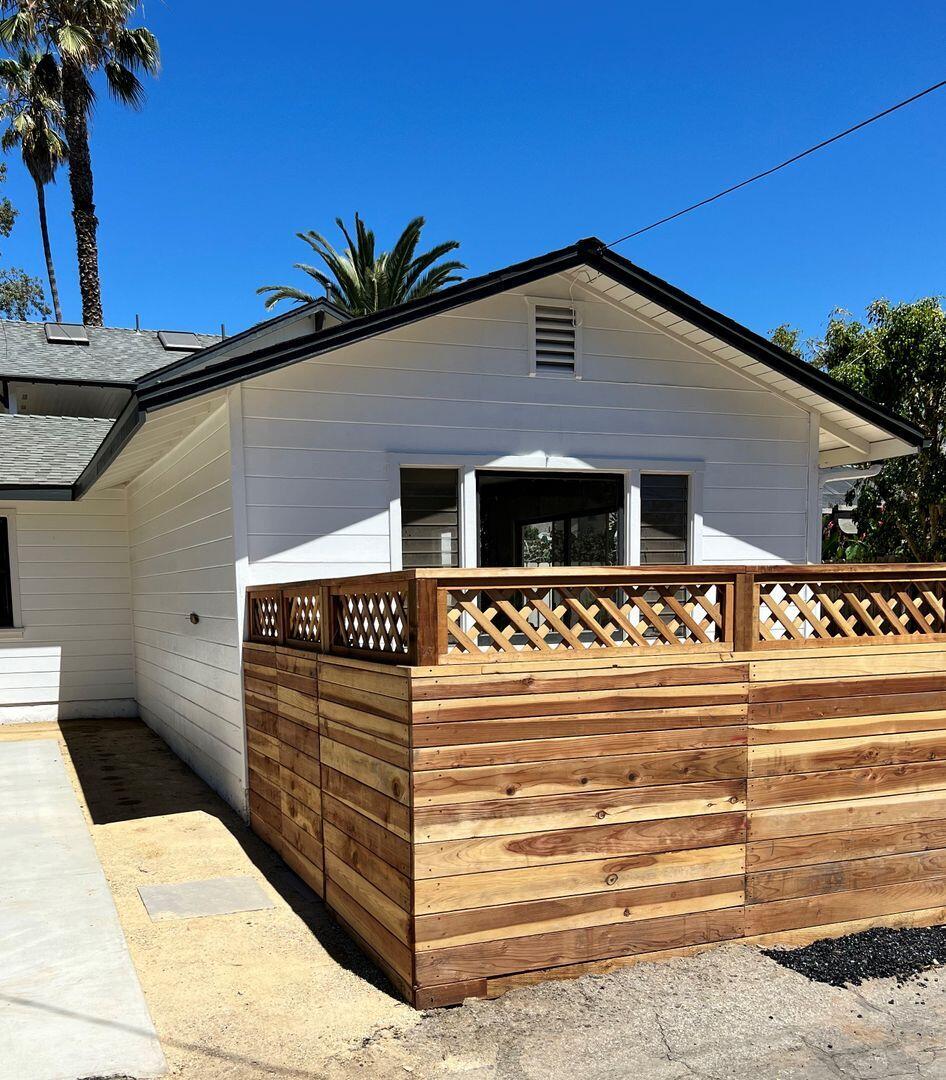 a view of a house with a small space