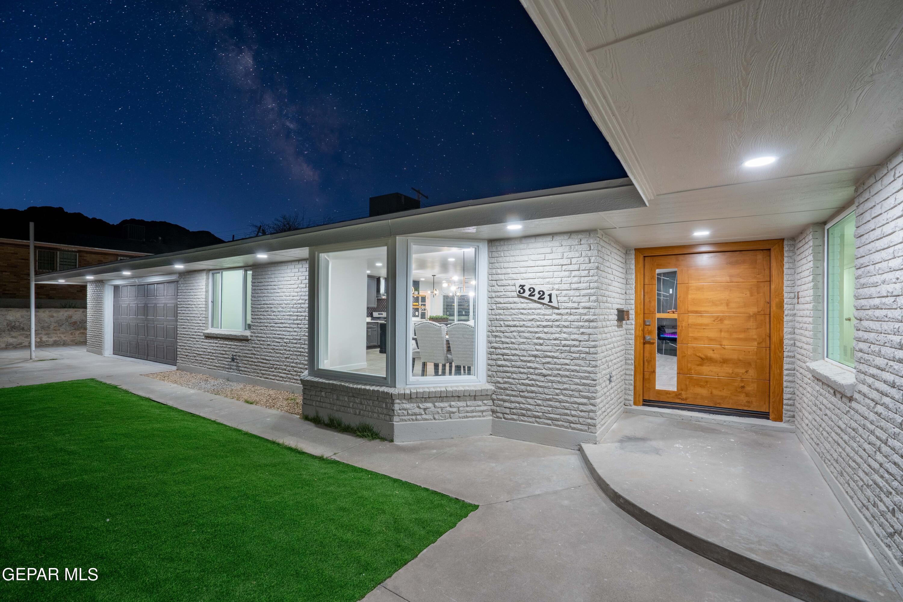 a view of a porch with a backyard