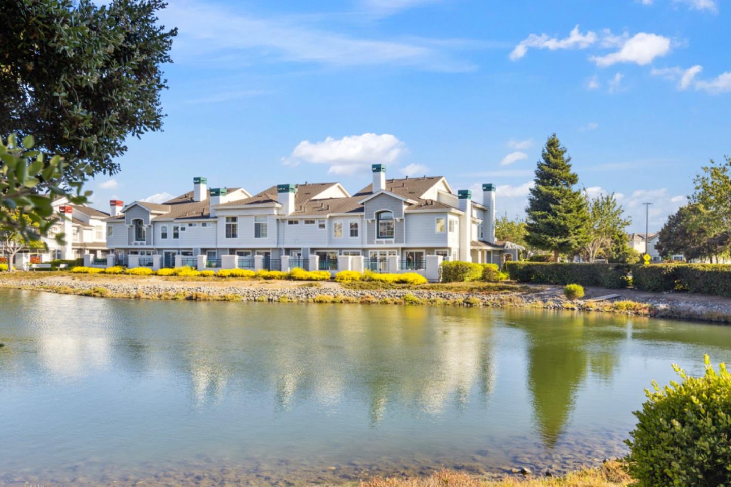 a view of a lake with houses