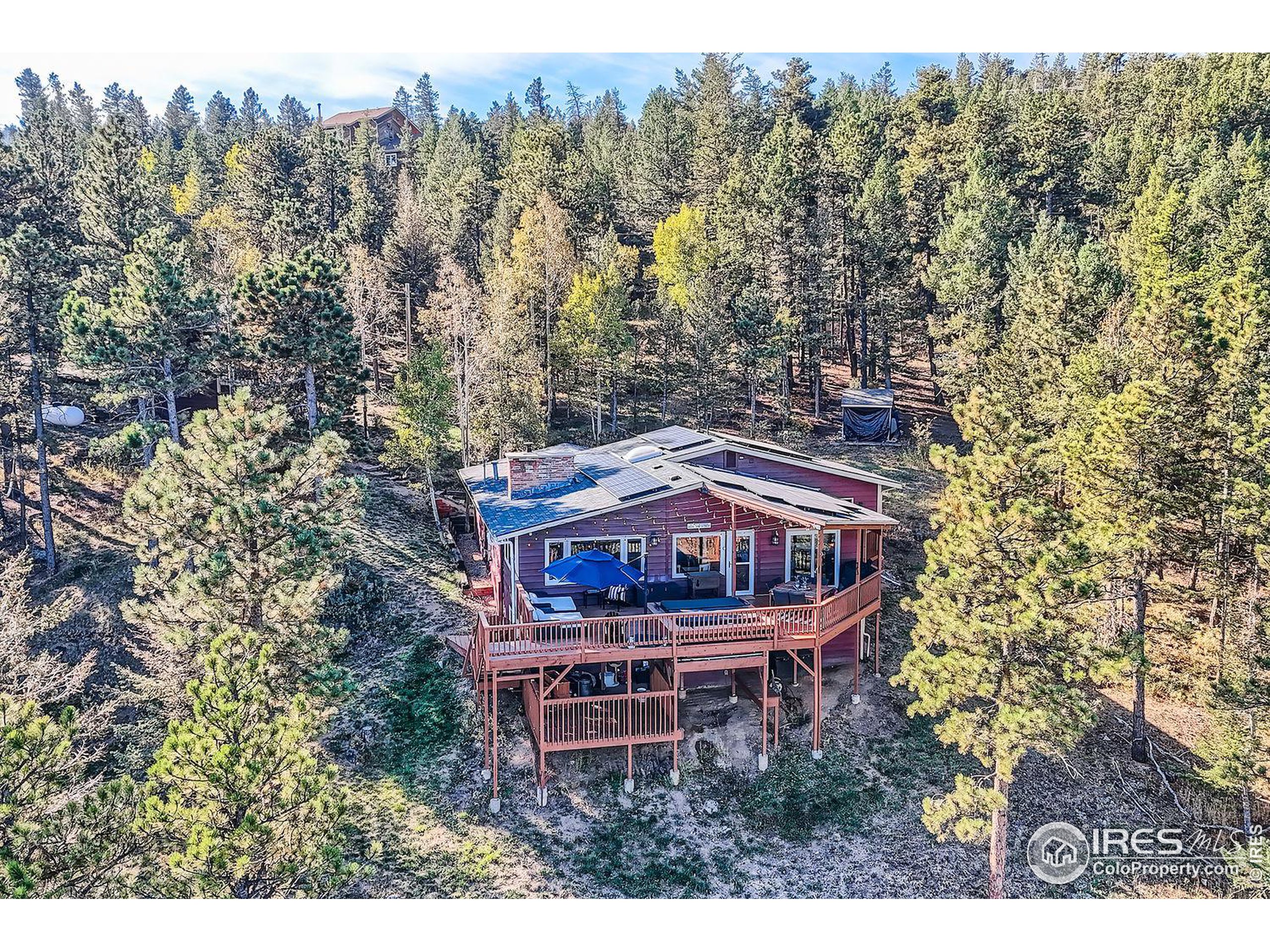 an aerial view of a house