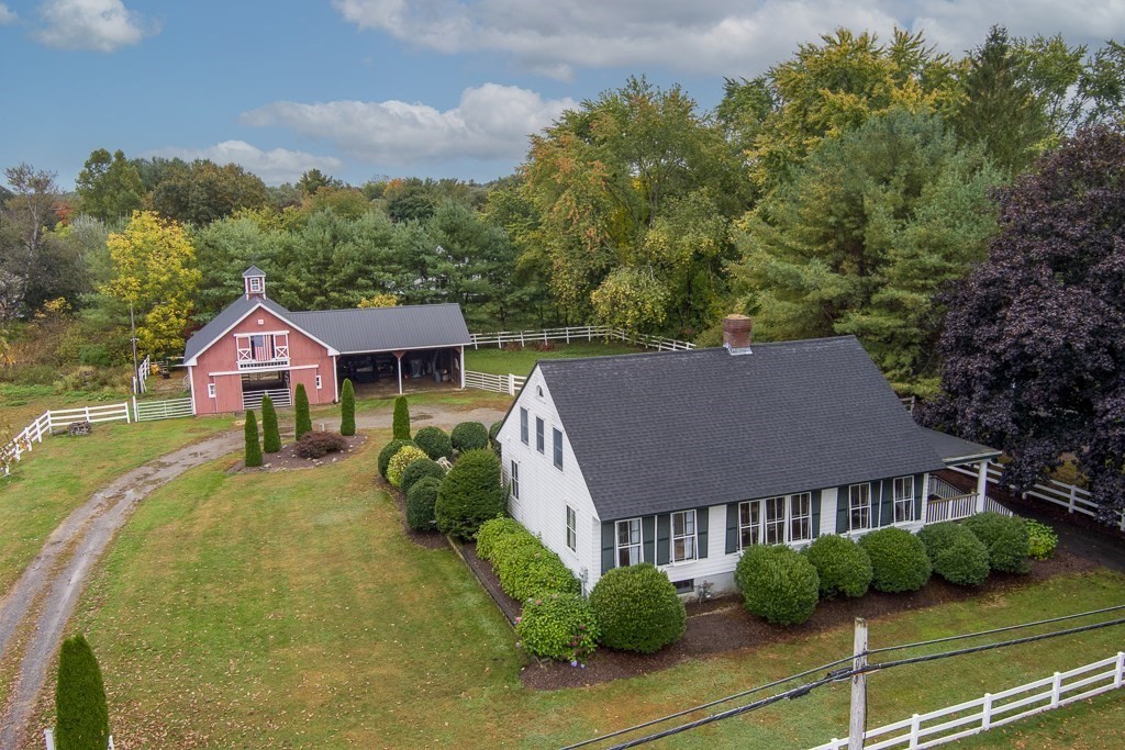 an aerial view of a house