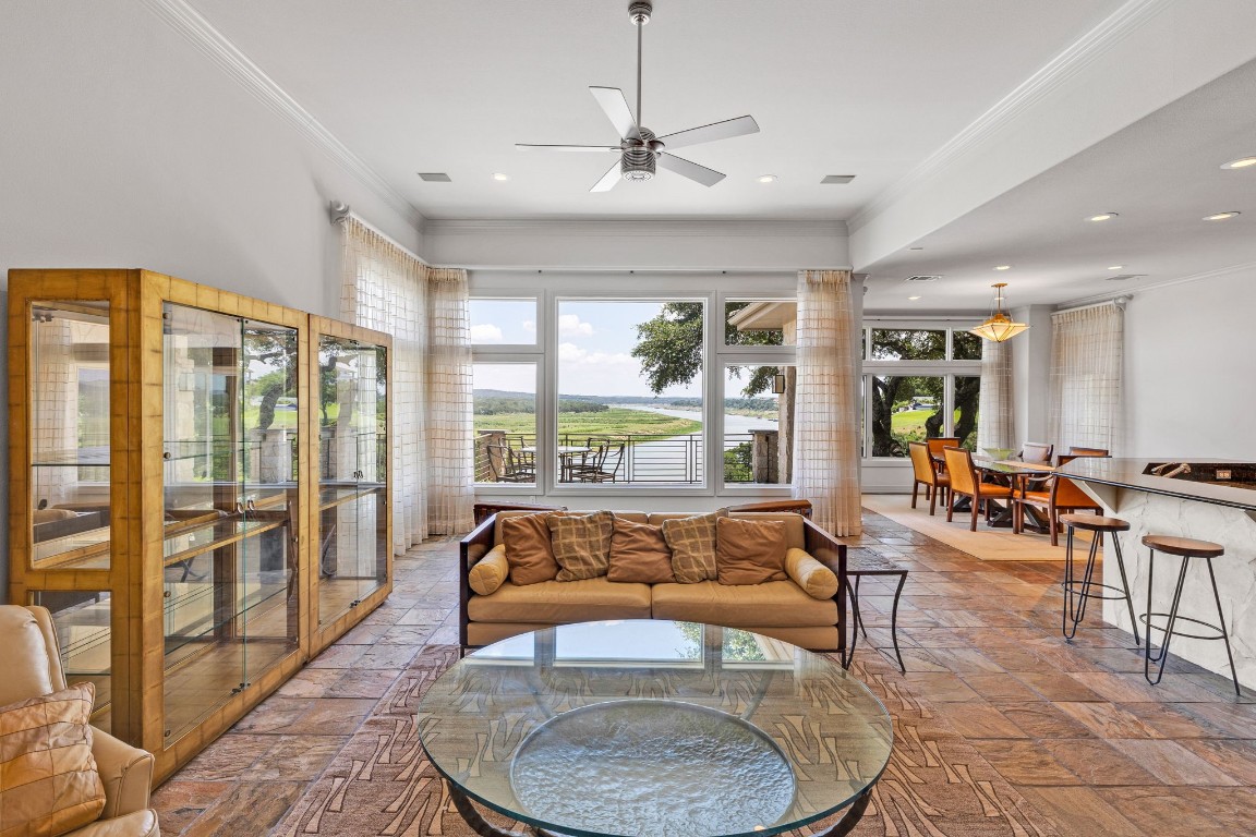 Open Floor Plan Living Room with Views of the Lake