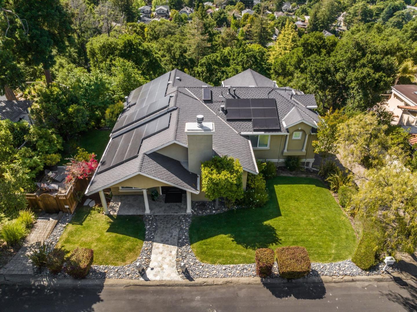 an aerial view of a house