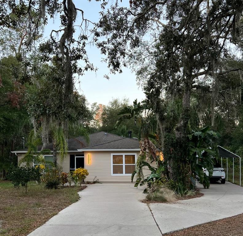 front view of house with a tree