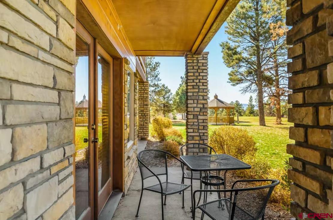 a view of a outdoor seating area