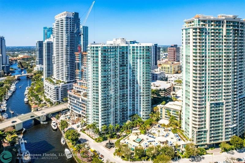 a view of a city with tall buildings