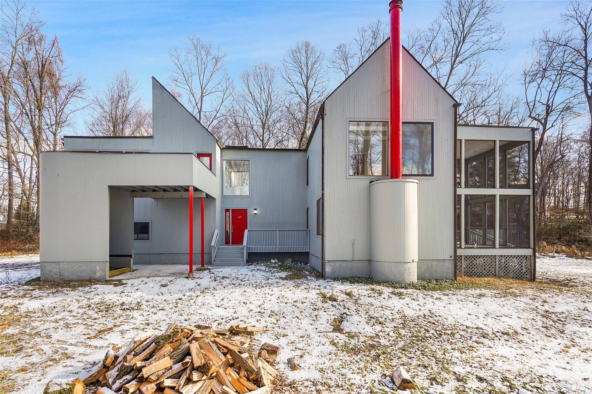 View of snow covered house