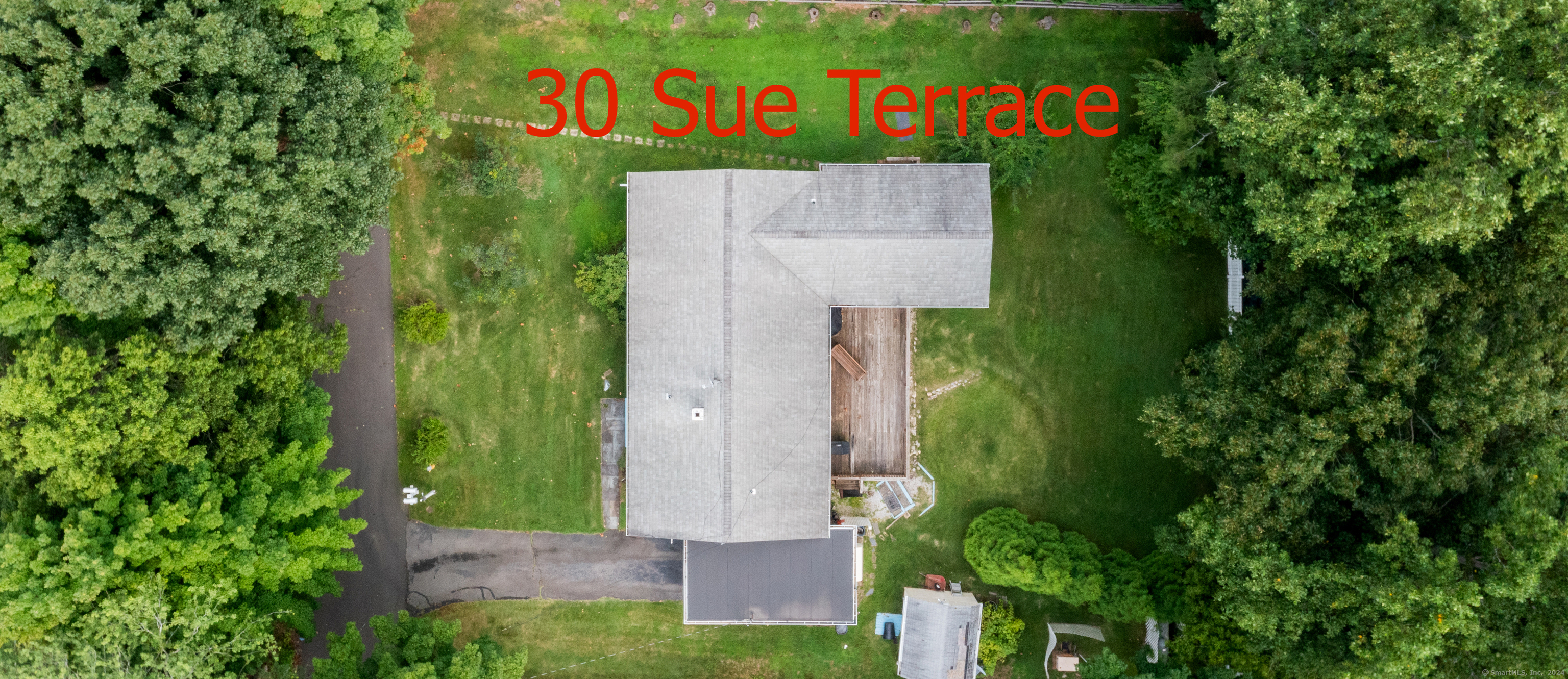 an aerial view of a house