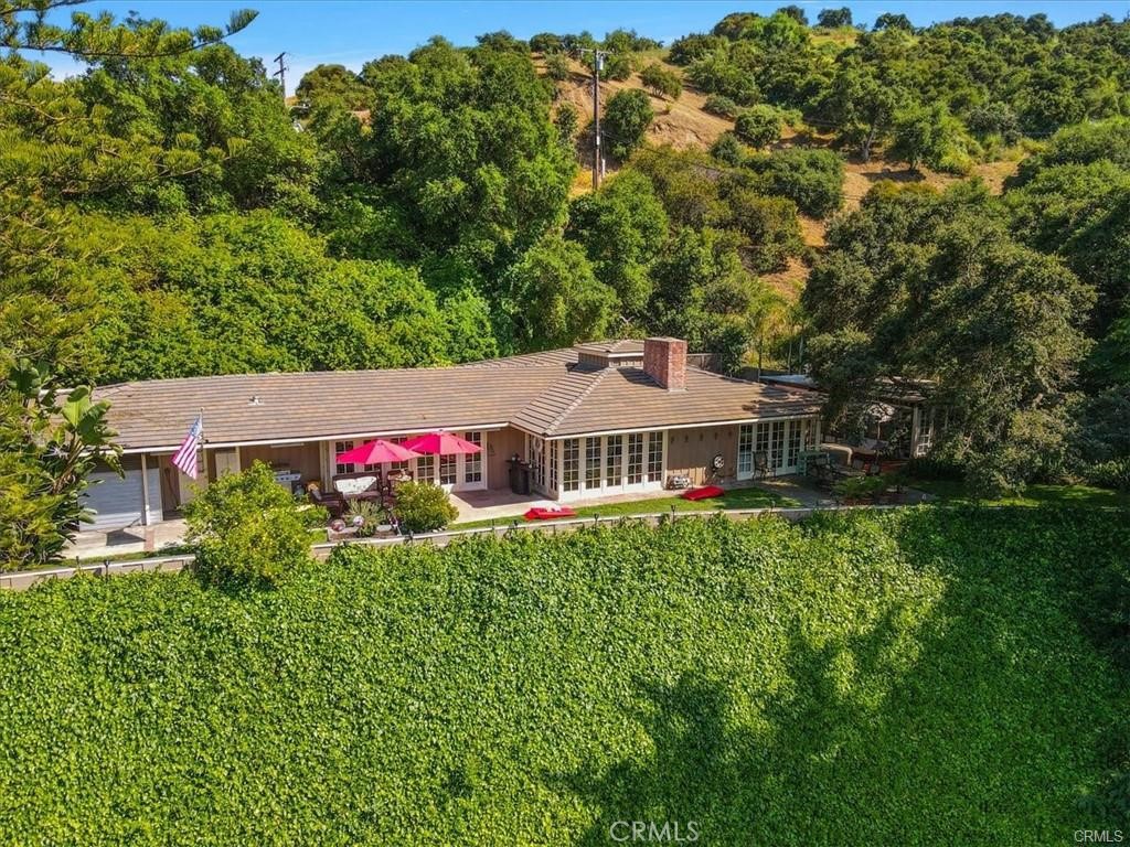 an aerial view of a house