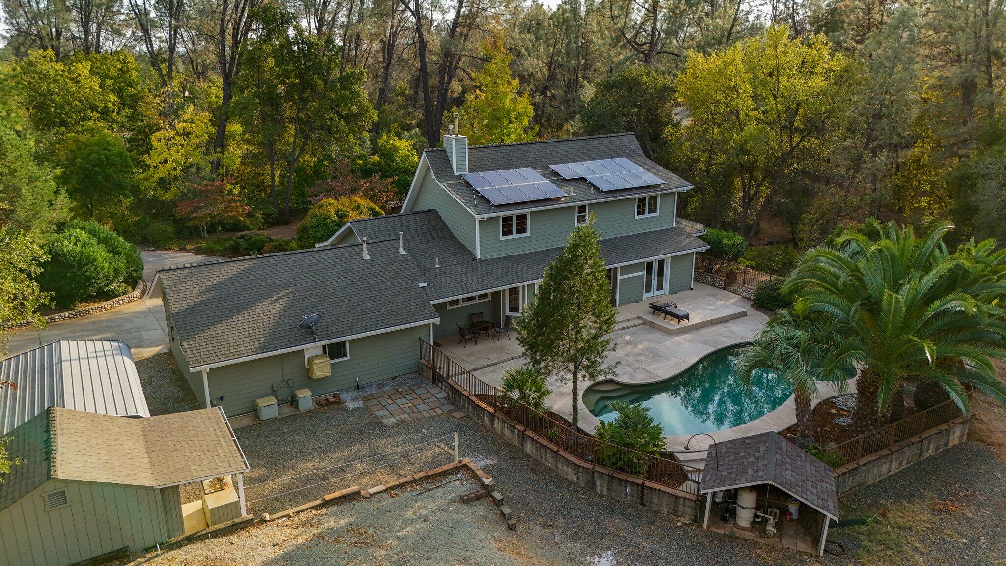 an aerial view of a house