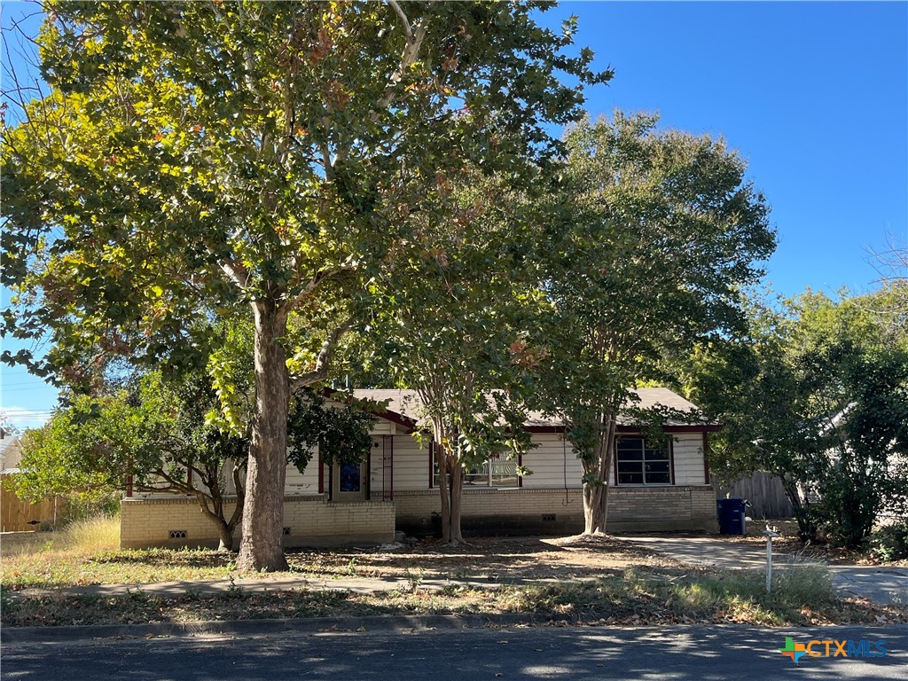 a view of a yard in front of a house