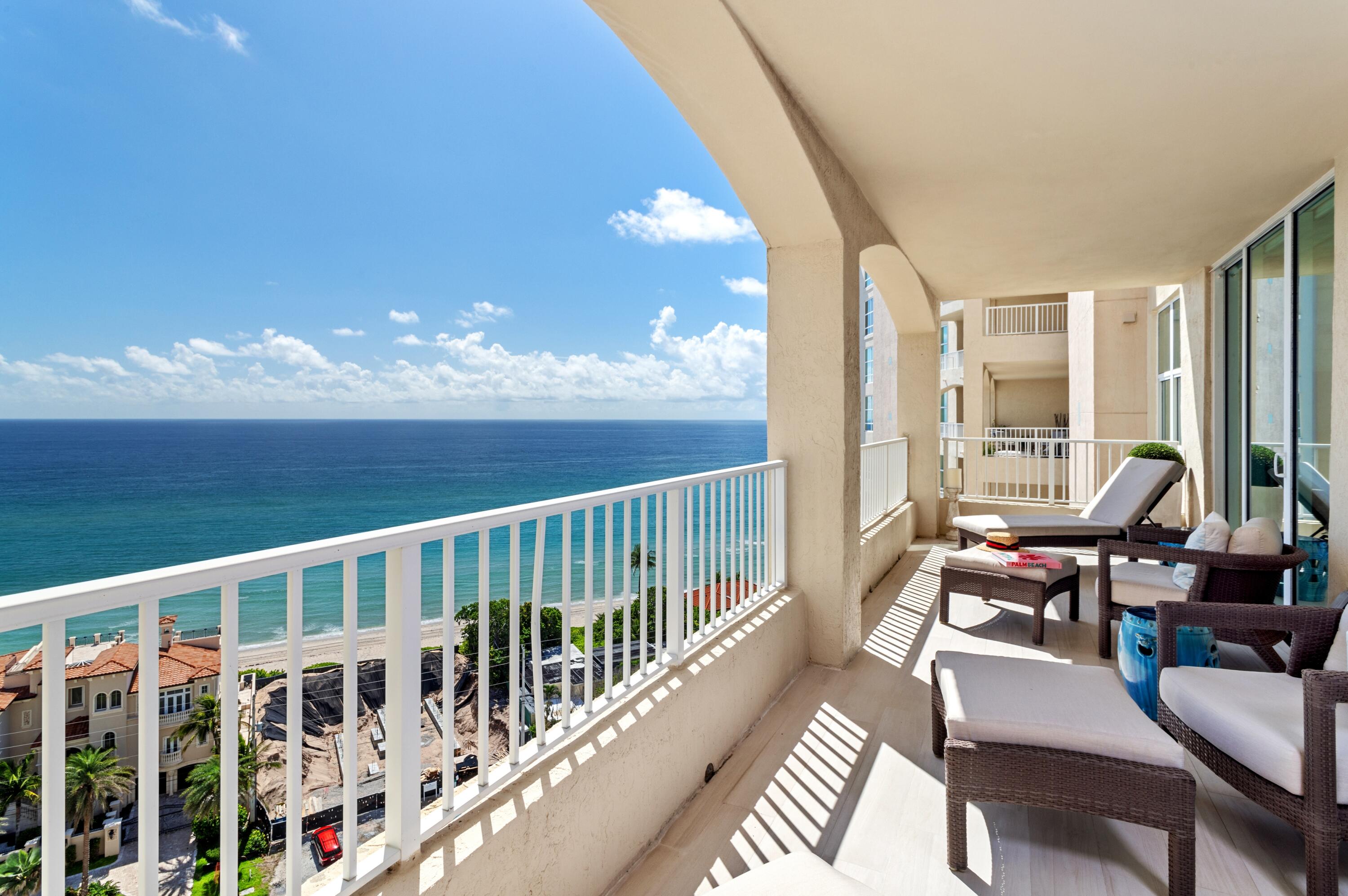 a view of balcony with furniture