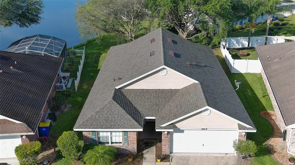 an aerial view of a house