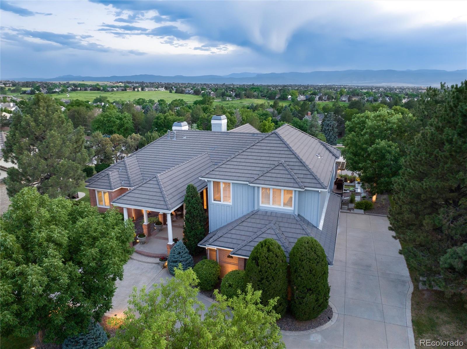 an aerial view of a house