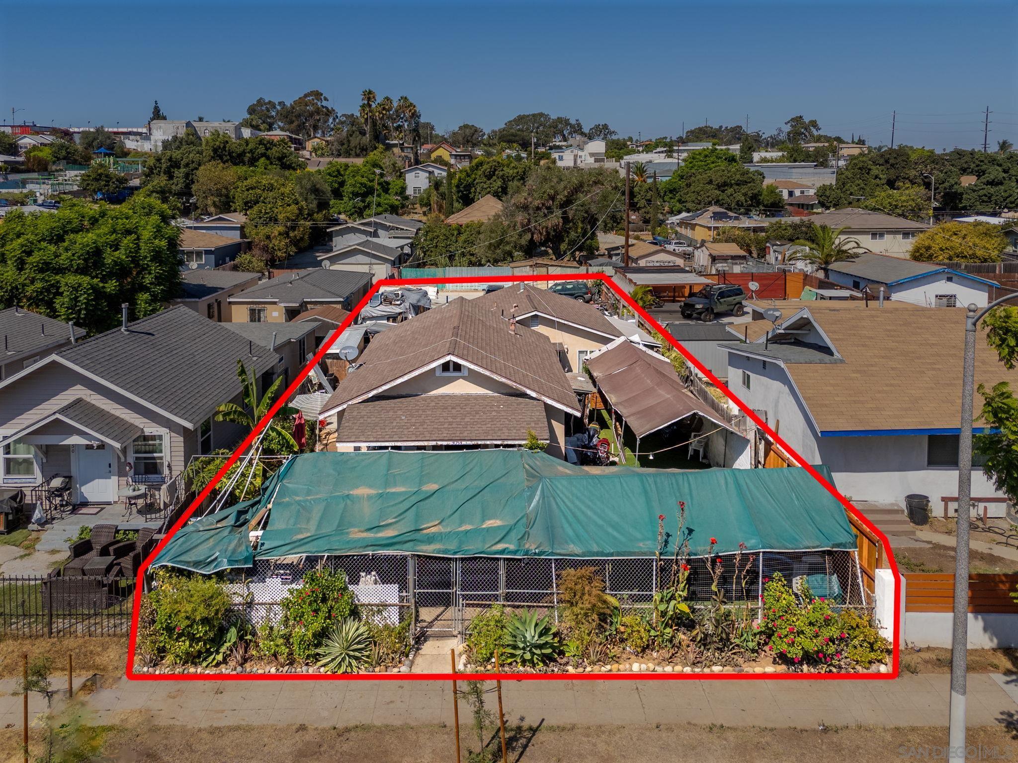 an aerial view of a house