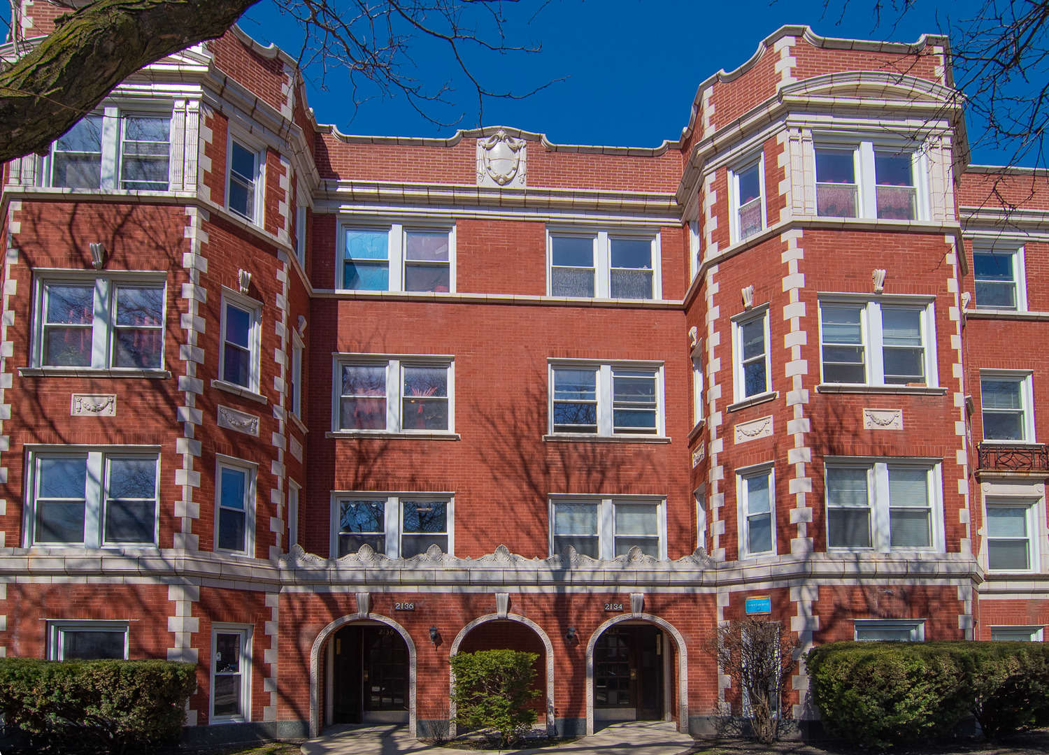 a front view of a building