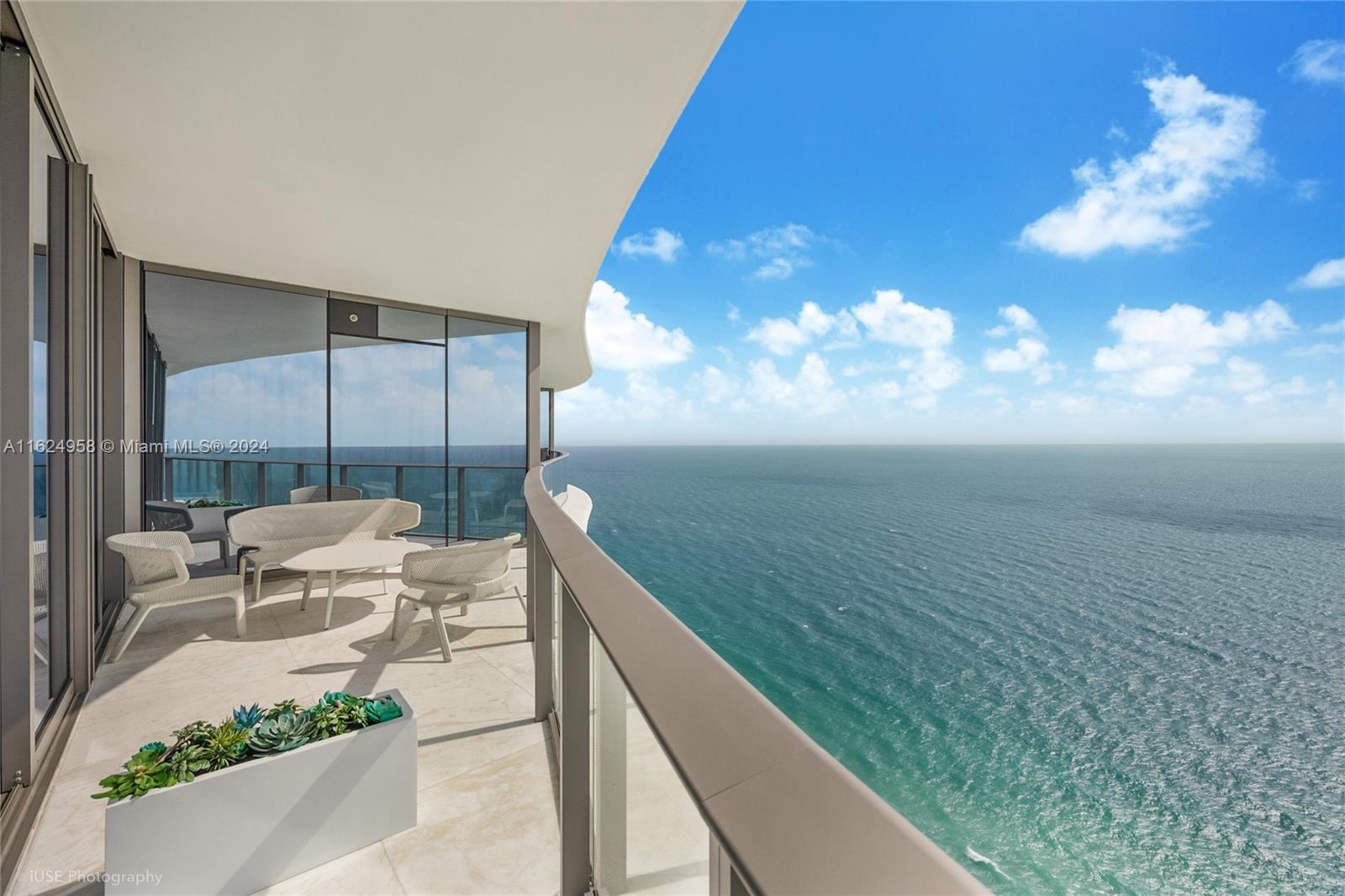 a view of a terrace with sky view