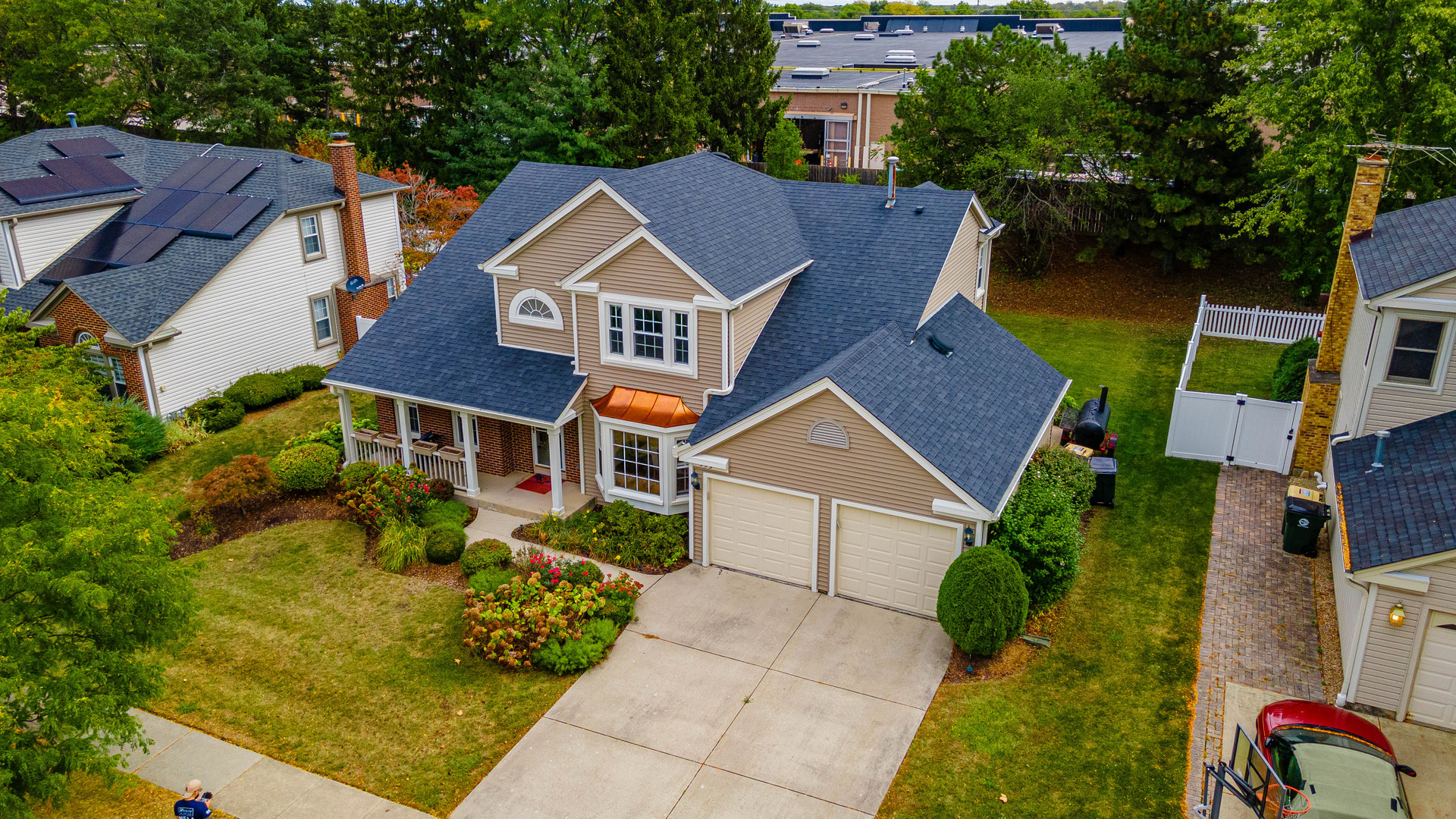 an aerial view of a house