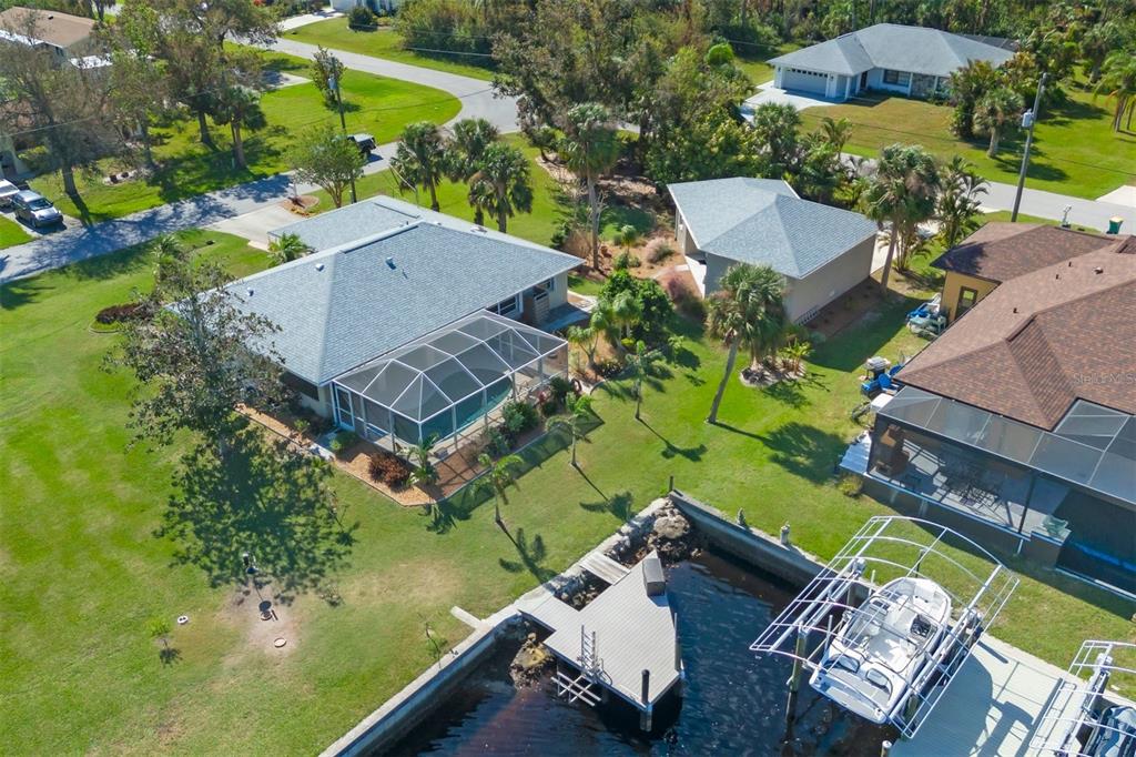 an aerial view of a house