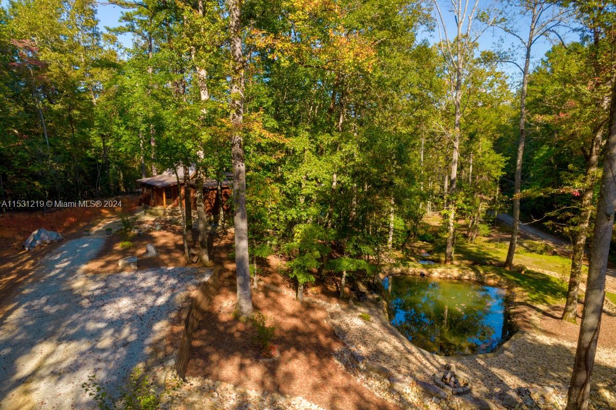 a backyard of a house with a tree