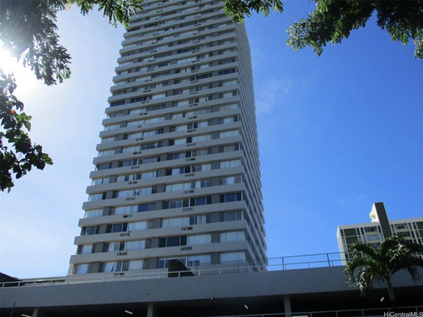 a view of a tall building