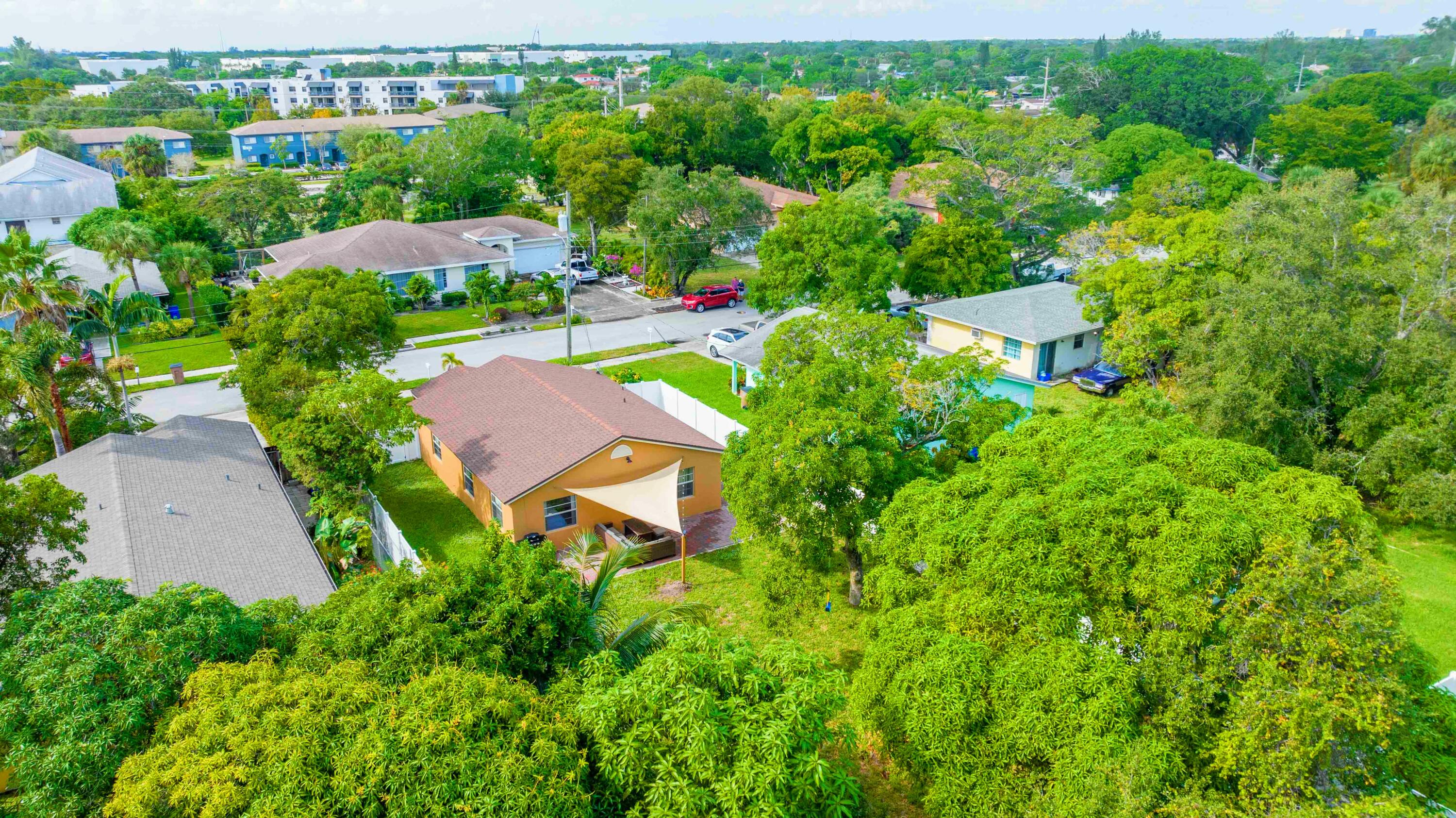 an aerial view of multiple house