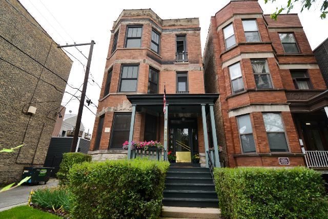 front view of a brick building