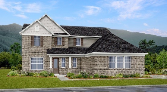 Artist rendering of a Winston with a C elevation. Colors and garage swing will vary on actual home!