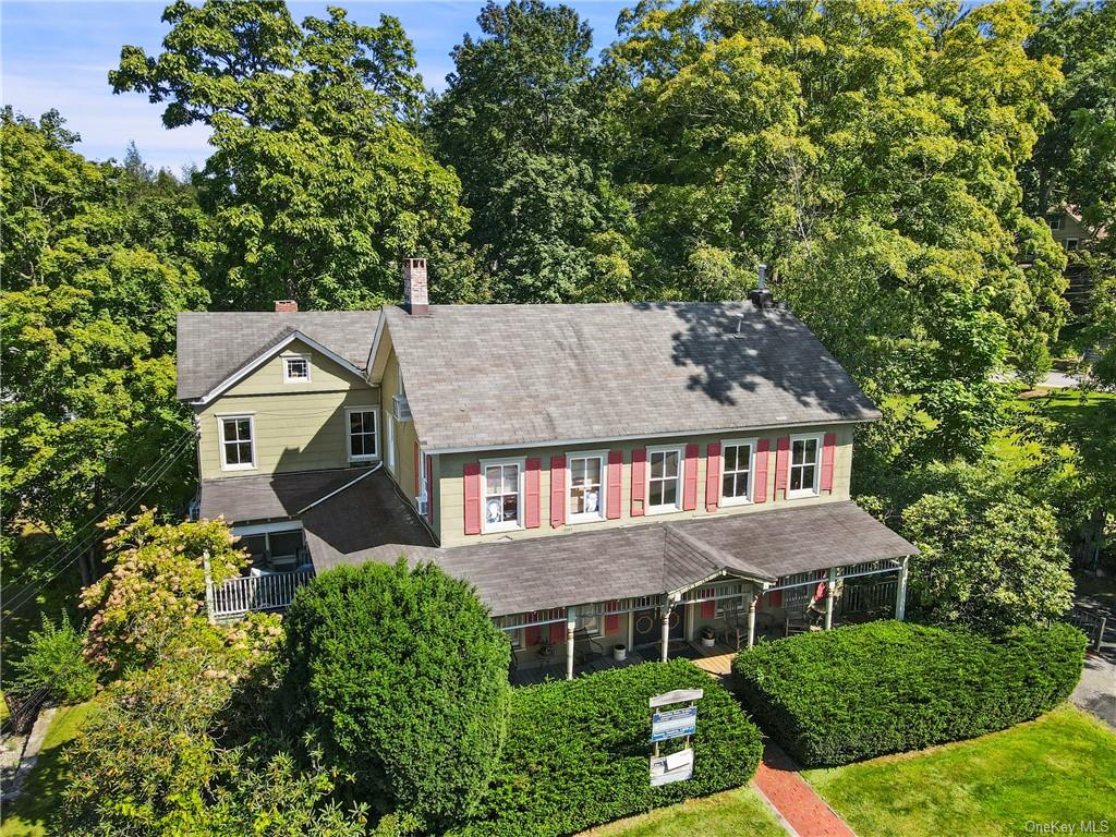 aerial of the front of the building