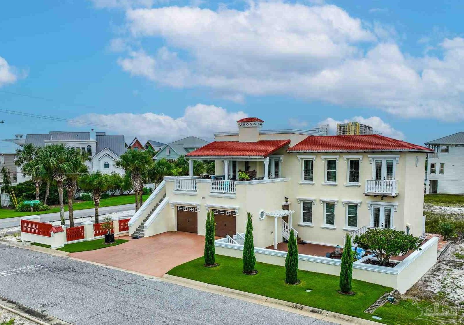 an aerial view of a house