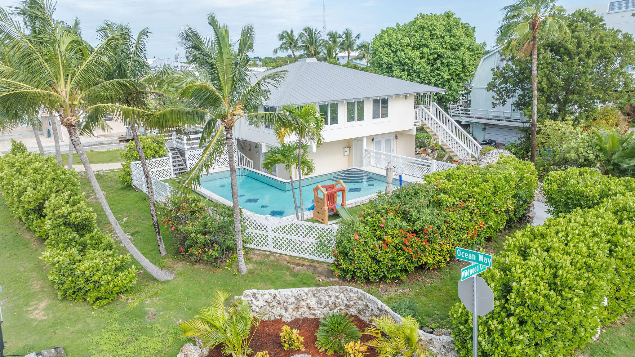 an aerial view of a house