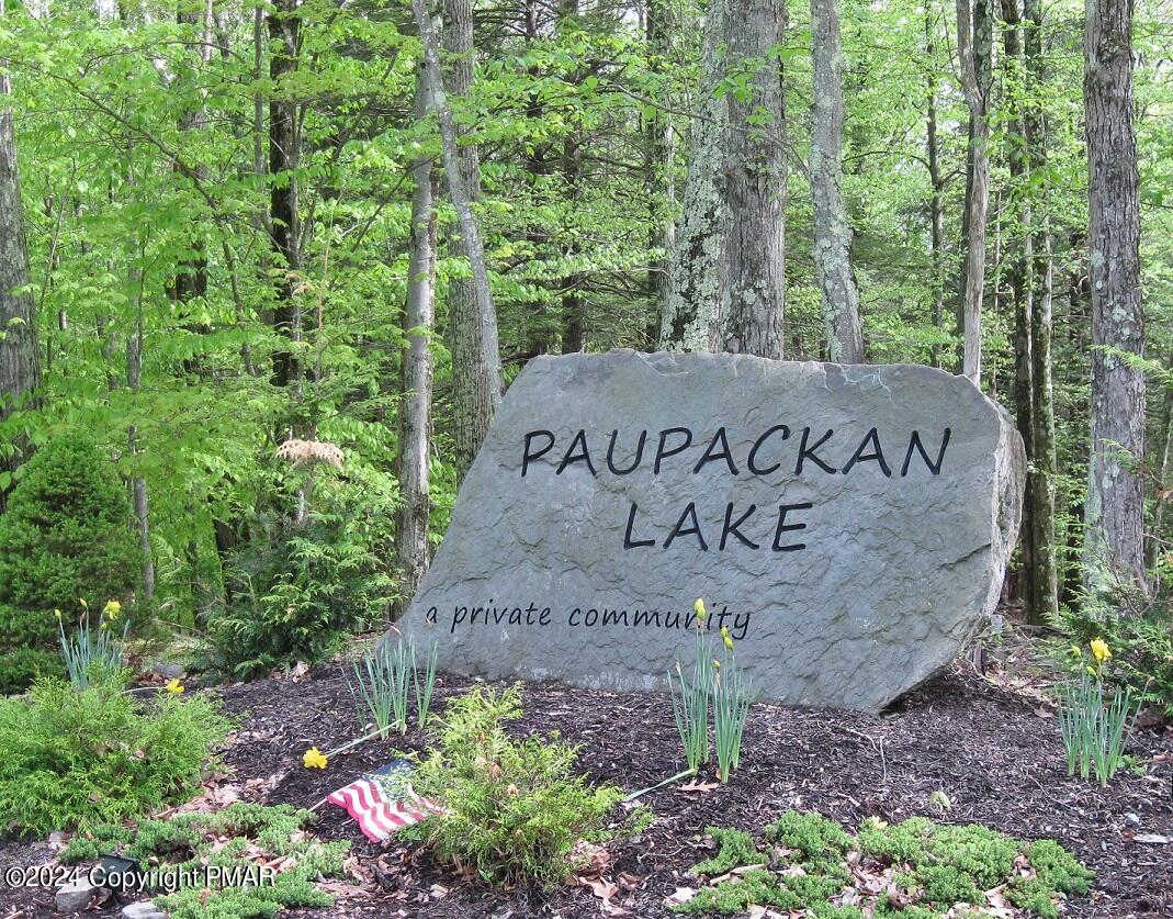 a view of a sign in a garden