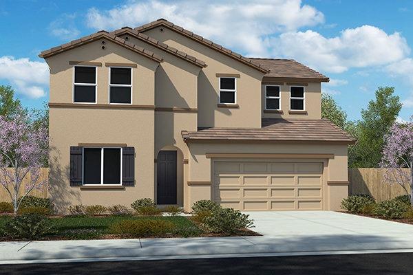 a front view of a house with garage