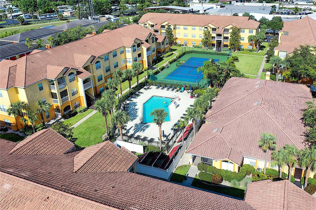 an aerial view of a house