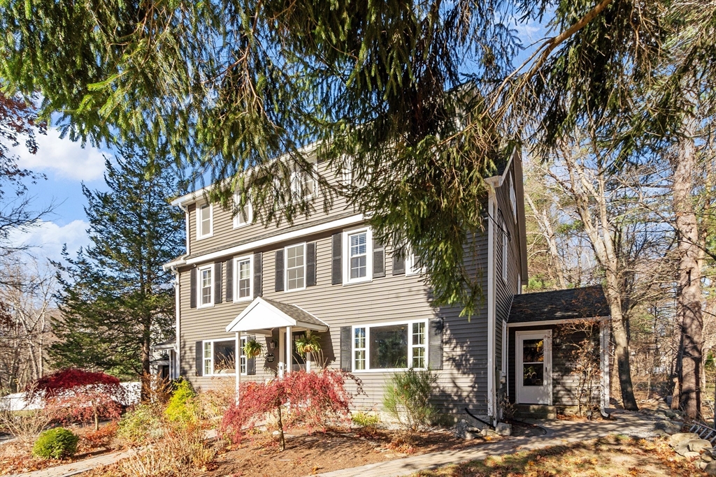 front view of a house with a tree