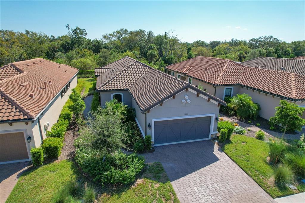 an aerial view of a house