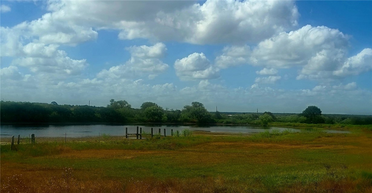 a view of a lake from a yard