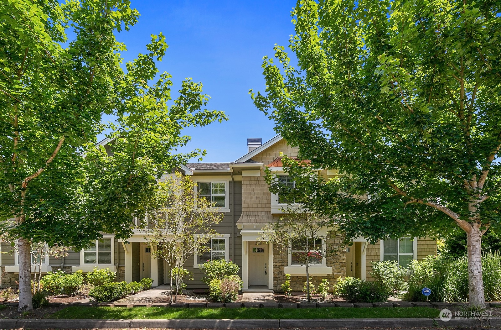 front view of a house with a tree